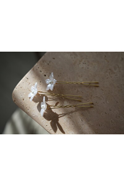 İstoria Bridal White Floral Patterned Wedding and Engagement Buckle - Set of 4, Gold&Ciek