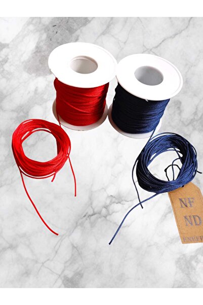 ENEFENDİ 3 Meters Red & Navy Bracelet Necklace String - Macrame & Parachute String, Color 1mm