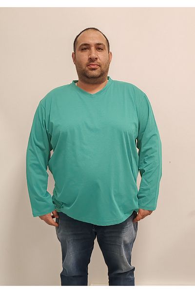 rood Plus Size Unisex V-Neck Long Sleeve