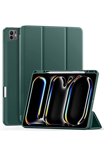 TEKNETSTORE Apple İPad Pro 11 inç M4 2024 Uyumlu Kılıf Pen Slot Charging Case Kalem Bölmeli A2836 A2837 A3006