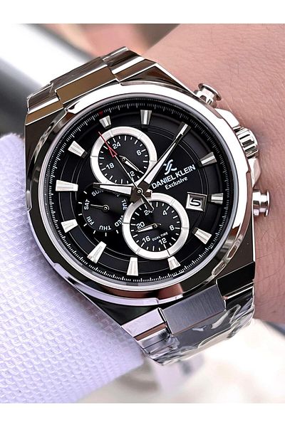 Daniel Klein Special Boxed Steel Band Black Dial Inner Functions Active 3 Atm Men's Wristwatch