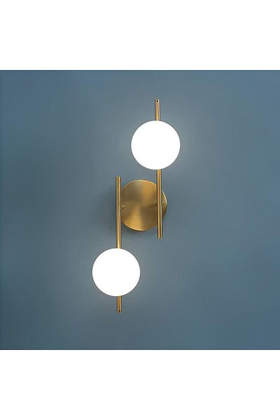 Ömür Avize Melisa Gold Case White Glass 2-Piece Sconce