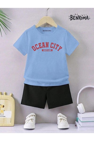 BENROMA Set pantaloni scurți unisex pentru copii - imprimat cu caractere