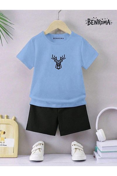 BENROMA Set pantaloni scurți unisex pentru copii - imprimat cu caractere