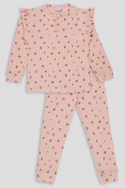 Irmak kids Flower Pattern Frilly Girl's Interlock Suit 100% Cotton