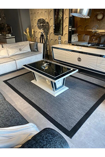 Halımax Reform Halı 9714 Gri Siyah Jüt Sisal Toz Vermez Modern Salon Halısı Y...