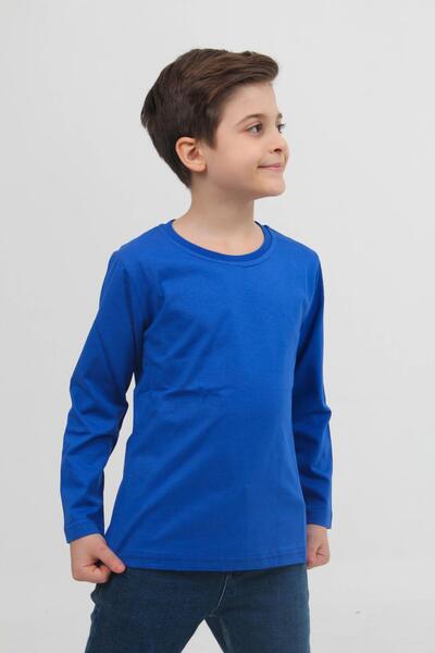 Perendi Παιδικό μπλουζάκι 2 τεμαχίων με μακρυμάνικο ριγέ και απλό Unisex μπλε λευκό