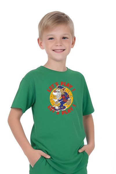 YA KO KİDS Let's Play Printed Boys' Short Sleeve Double Pocket Bottom-Top Suit