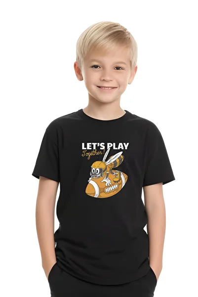 FYK COLLECTİON Bee Printed Boys' Short Sleeve Top and Bottom Set