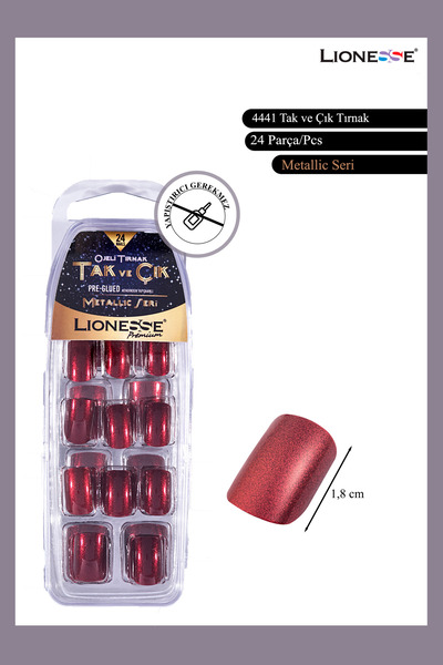 Lionesse Tak & Çık Tırnak 4441 Metallic–Kendinden Yapışkanlı, Ojeli, 24’lü, Y...