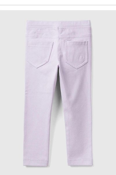 United Colors of Benetton Girl's Logo Embroidered Elastic Waist Slim Fit Trousers E00X