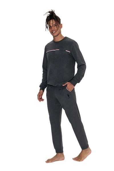 U.S. Polo Assn. Ανδρικά ρούχα για το σπίτι - Αδειοδοτημένο USPA, Anthracite Melange, Σετ 2 τεμαχίων