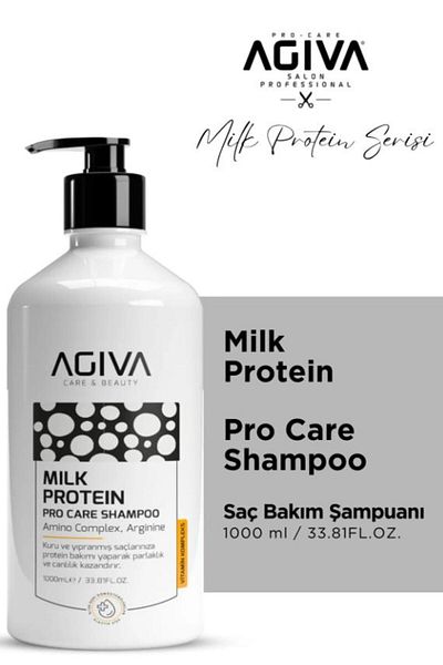 Agiva Milk Protein Amino Complex Hair Care Shampoo - 1000 ml for Dry and Damaged Hair