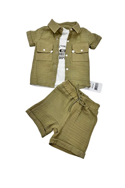 Esterella Baby Boy Muslin Shirt T-Shirt Shorts Set/ Shirt - T-Shirt Shorts 3 ...