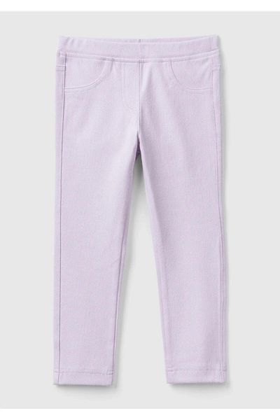 United Colors of Benetton Girl's Logo Embroidered Elastic Waist Slim Fit Trousers E00X