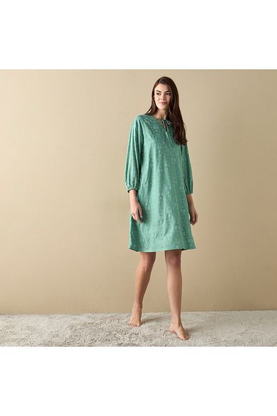 FAV قميص نوم بطبعة زهور كاملة مع أربطة وأكمام بطول 3/4
