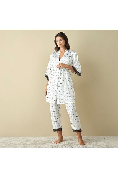 FAV All-Over Bow Print Robe with Camisole and Pyjamas