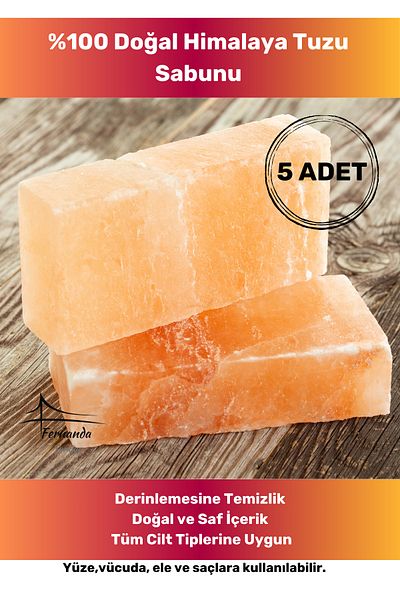 Fernanda 100% Natural Himalayan Rock Salt Salt Soap Pink Pure Organic - 5 Pieces