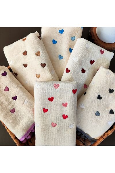 CNR Garden 6-Piece Heart Towel |   Hand Face Kitchen Towel Set |   30X50 cm