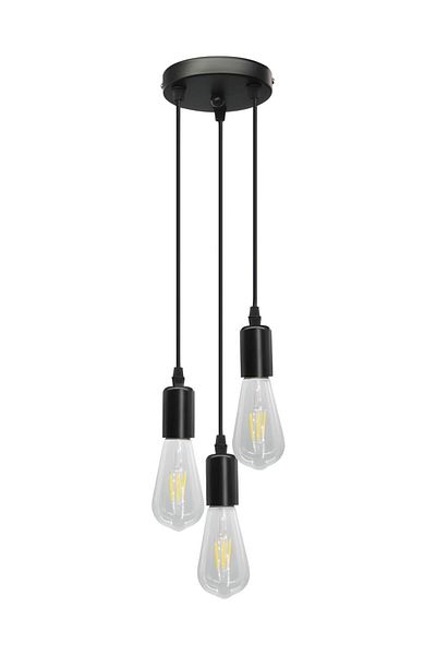 Ömür Avize Ahenk 3-Piece Black Light Bulb-Free Chandelier