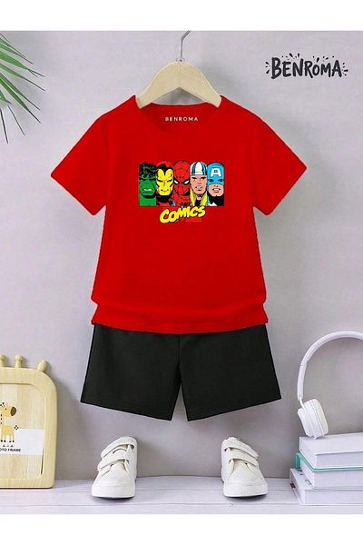 BENROMA Unisex Kids Shorts Set - Character Printed