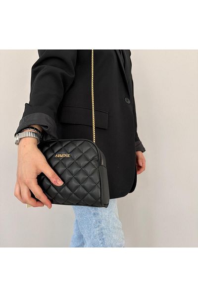 Armine Black Capitone Bag - AR36701