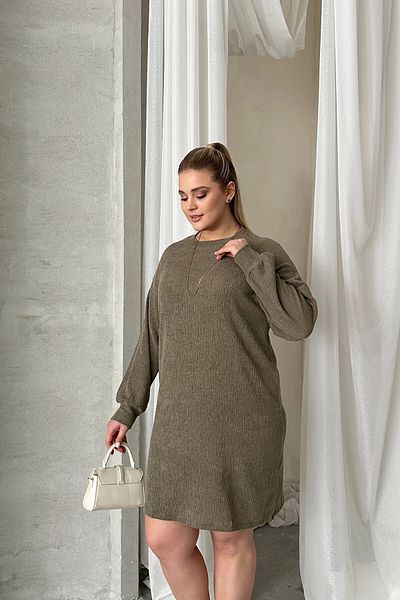 Stil Diva Plus Size Long Sleeve Crew Neck Straight Cut Dress 100-190
