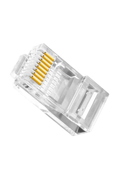 Choice موصل شبكة Cat6 RJ45 غير محمي برأس بلوري مثقب من 50 قطعة باللون الأبيض