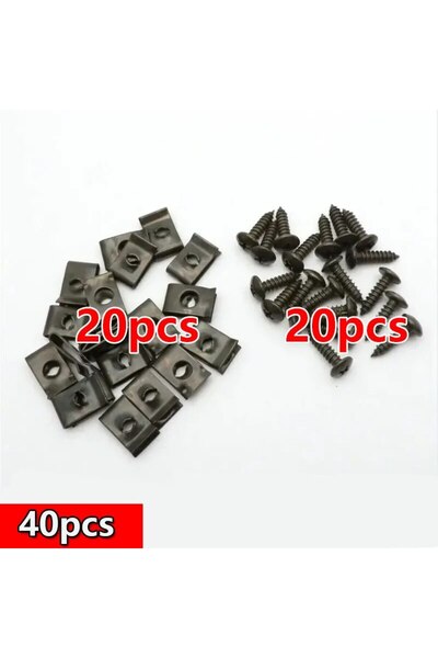 Choice 40PCs 40pcs Mixed Car Motorcycles Metal Screw Tapping Fastener Clip U-...