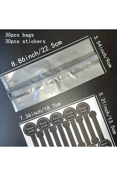 Choice other style1 60pcs Black Polka Dot Frosted Rectangular Biscuit Bag, Gift Packaging Bag, With Black S