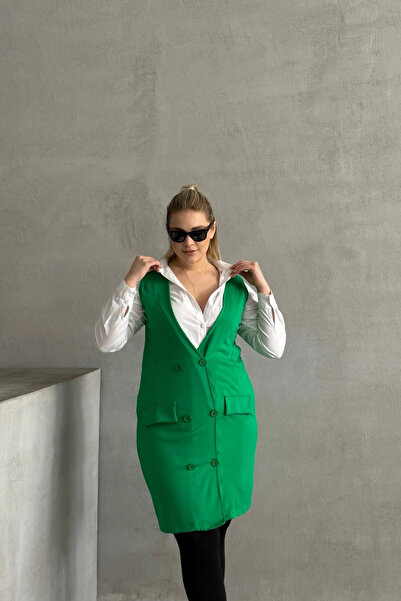 Stil Diva Plus Size Zero Sleeve Button Front Pocket Look Cardigan 300860