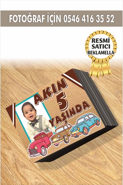 reklamatolye Kişiye Özel Resimli Doğum Günü Magneti Arabalar Temalı 7x5 Cm 10...