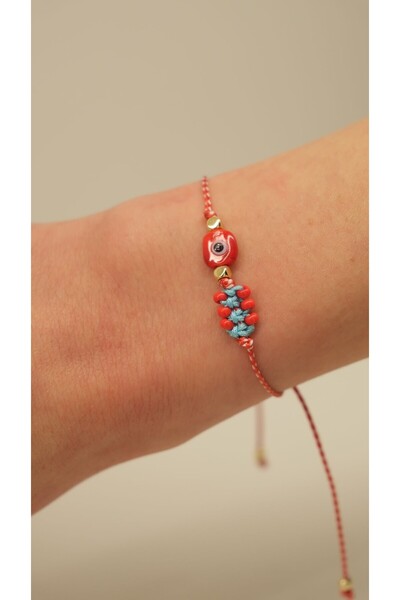 Jerie Gold Topçuk Kırmızı Murano Detay Ayarlanabilir Marteniçka Bileklik