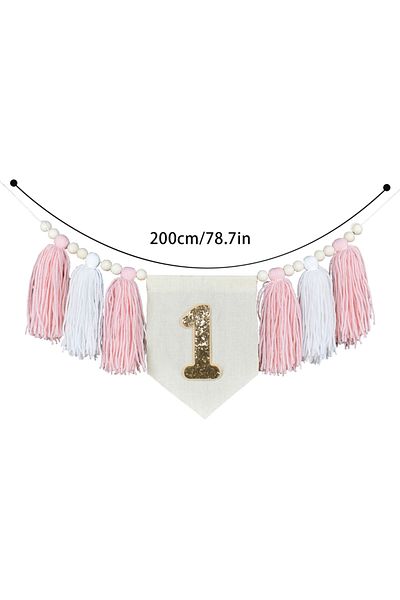 Choice Pink 1pc 1st Birthday High Chair Banner Handmade Boho Yarn Tassel Banner First Birthday Party Decora