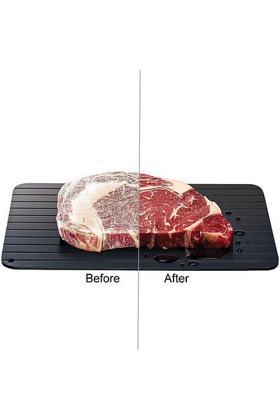 Choice 29.5x20.3x0.2cm Lmetjma Fast Defrosting Tray Aluminium Alloy Thaw Food Defrosting Tray Frozen Meat F