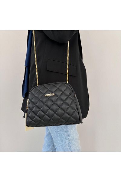 Armine Black Capitone Bag - AR36701