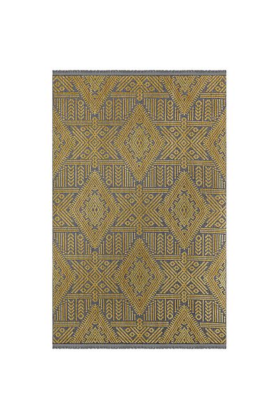 Homelux Aisha rug, rectangular, 150X230, ethnic, black, yellow, cotton, polyester