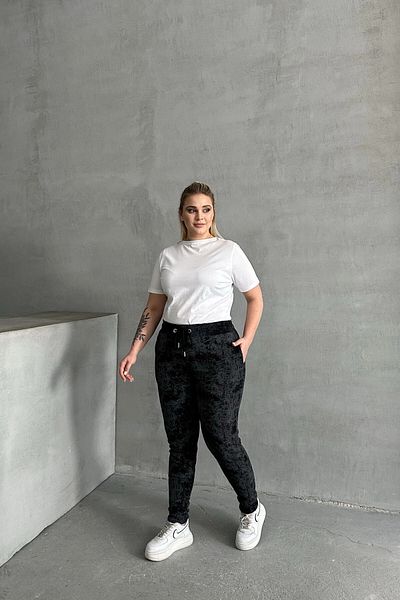 Stil Diva Plus Size Gathered Waist Tight Leg Pocket Patterned Trousers 304056