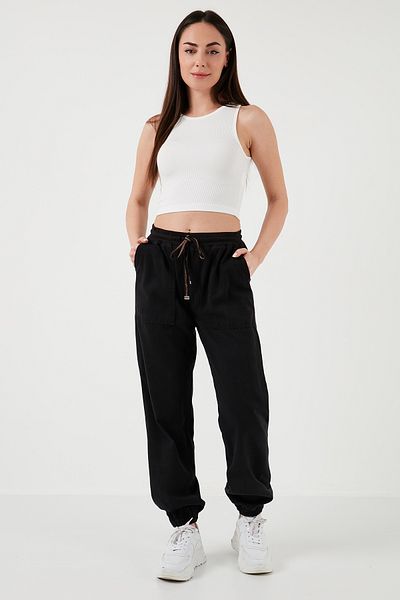 Lela Regular Fit High Waist Elastic Leg Jogger Sports Pants Trousers 668Yp5039