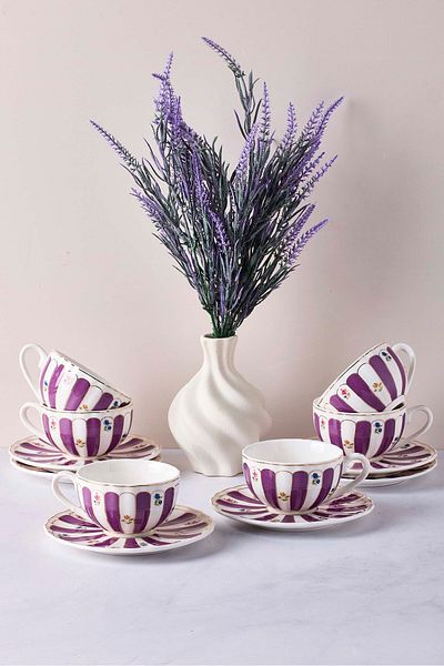 Perotti 12-Piece Porcelain Coffee Set for 6 People - Balat