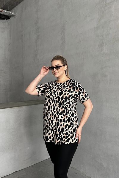 Stil Diva Μπλούζα με κοντό μανίκι Leopard Print 616006