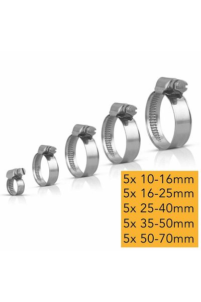Choice 25pcs Stainless Steel Hose Pipe Clamps 16mm-70mm Cross German Hose Clamp Clips for Air Hose Water...