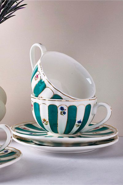 Perotti 12-Piece Porcelain Coffee Set for 6 People - Balat