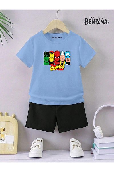 BENROMA Set pantaloni scurți unisex pentru copii - imprimat cu caractere