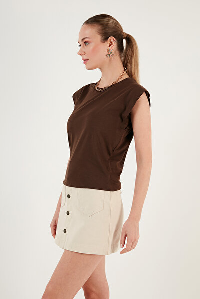 Lela Αμάνικο μπλουζάκι από βαμβακερό λαιμόκοψη 5864019