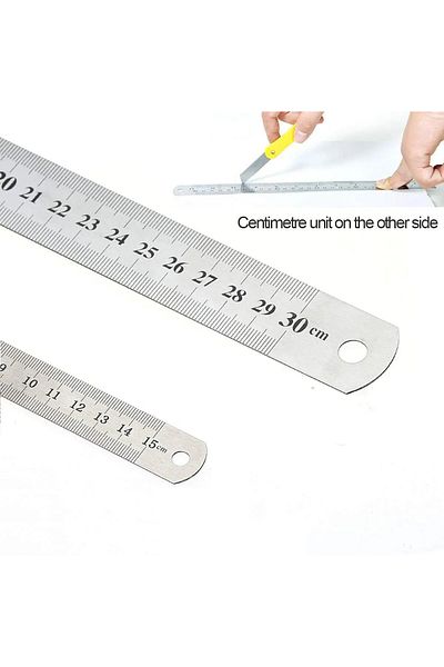 Choice 2PCs 15cm 1PCs 30cm Stainless Steel Double Side Straight Ruler Centimeter Inches Scale Metric Ruler