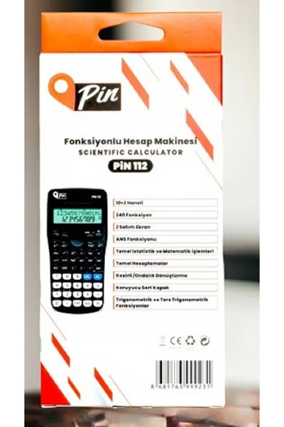 Pin 112 Fonksiyonel Bilimsel Hesap Makinesi 240 Fonksiyonlu Siyah