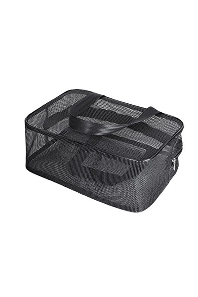 Choice حقيبة تخزين سفر إبداعية سوداء مع شبكة كاملة، حقيبة تخزين مستحضرات التج...