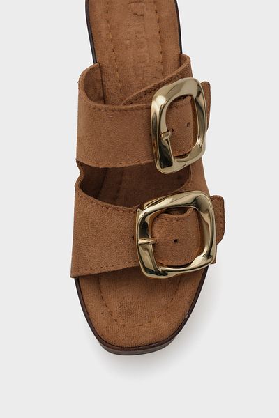 Capone Outfitters Plateau-Hausschuhe aus Wildleder mit einem Riemen für Damen