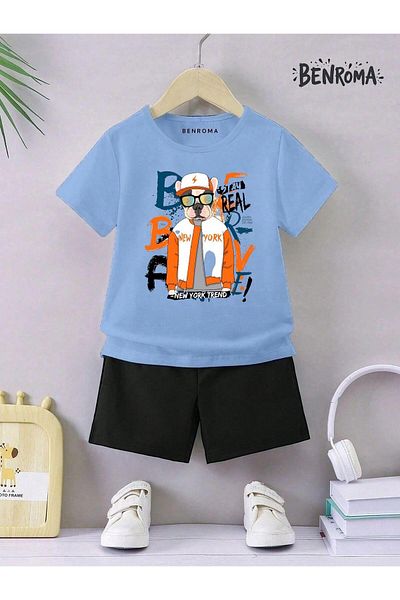 BENROMA Set pantaloni scurți unisex pentru copii - imprimat cu caractere